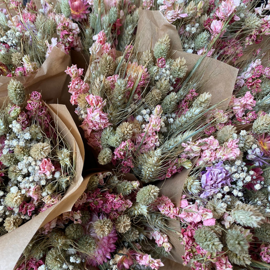 Dried Flowers, Pink & Green Tones