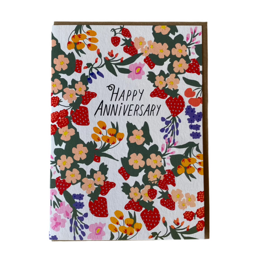 Red Floral Anniversary Card