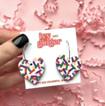 Large Confetti Heart Hoop Earrings