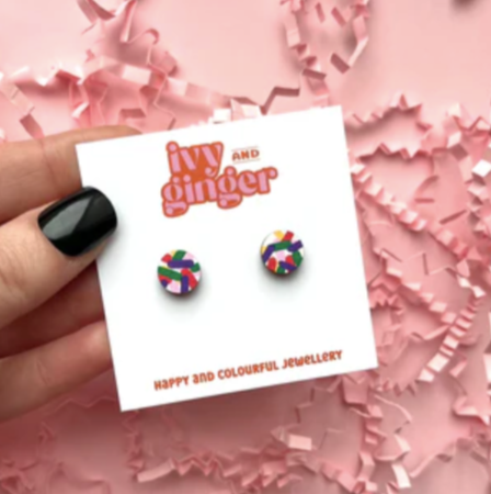 Mini Circle Confetti Print Earrings